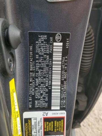 4T1BK3DBXBU413941 - 2011 TOYOTA AVALON BASE CHARCOAL photo 12