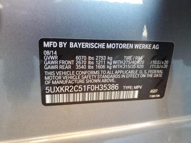 5UXKR2C51F0H35386 - 2015 BMW X5 SDRIVE35I GRAY photo 12