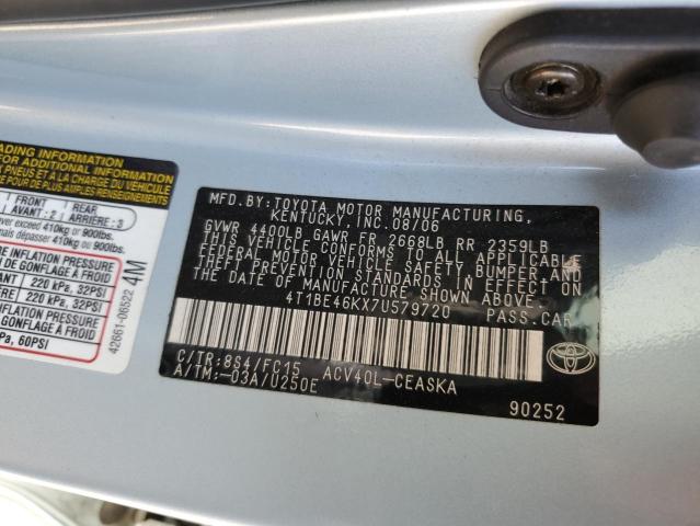 4T1BE46KX7U579720 - 2007 TOYOTA CAMRY CE BLUE photo 12