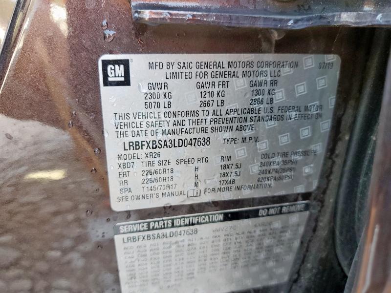 LRBFXBSA3LD047638 - 2020 BUICK ENVISION PREFERRED BLACK photo 13