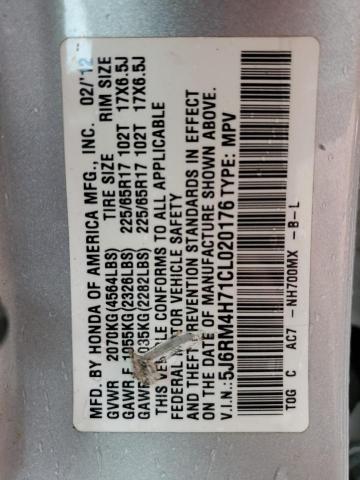 5J6RM4H71CL020176 - 2012 HONDA CR-V EXL ვერცხლისფერი ფოტო 13