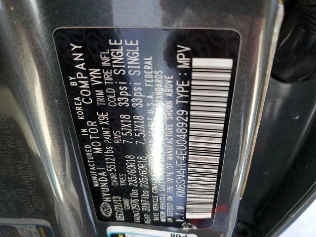 KM8SN4HF4EU048929 - 2014 HYUNDAI SANTA FE GLS GRAY photo 12