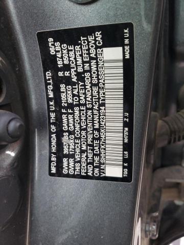 SHHFK7H45KU423194 - 2019 HONDA CIVIC SPORT 灰色 照片 12