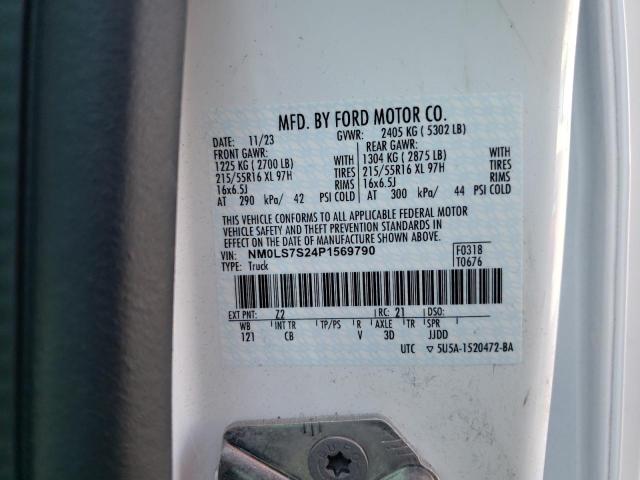 NM0LS7S24P1569790 - 2023 FORD TRANSIT CO XL WHITE photo 13