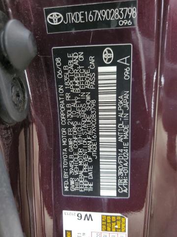 JTKDE167X90283798 - 2009 TOYOTA SCION TC 勃艮第红 照片 12