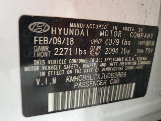 KMHC85LCXJU083869 - 2018 HYUNDAI IONIQ LIMITED WHITE photo 13