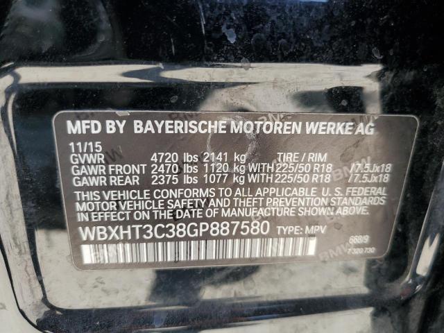 WBXHT3C38GP887580 - 2016 BMW X1 XDRIVE28I BLACK photo 12