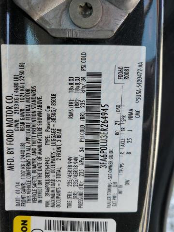 3FA6P0LU3ER264945 - 2014 FORD FUSION SE HYBRID BLACK photo 12