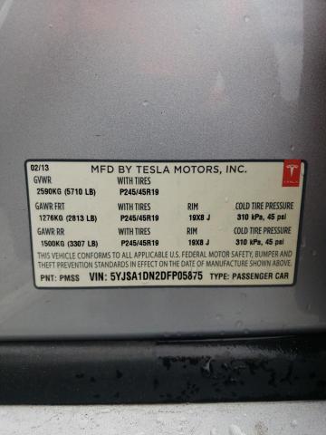 5YJSA1DN2DFP05875 - 2013 TESLA MODEL S Արծաթագույն լուսանկար 13
