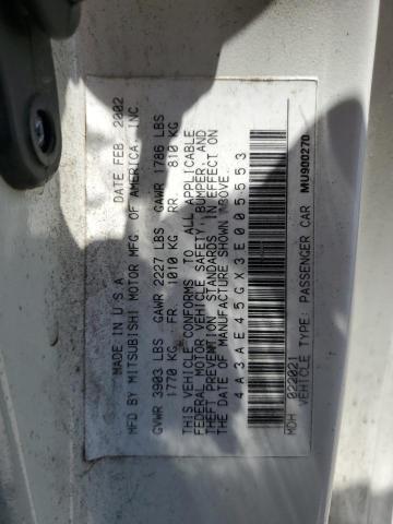 4A3AE45GX3E005553 - 2003 MITSUBISHI ECLIPSE SPYDER GS 白色 照片 12