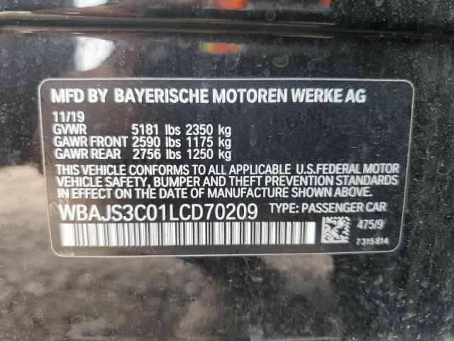 WBAJS3C01LCD70209 - 2019 BMW 540 XI BLACK photo 13