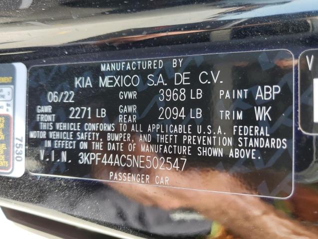 3KPF44AC5NE502547 - 2022 KIA FORTE GT BLACK photo 13