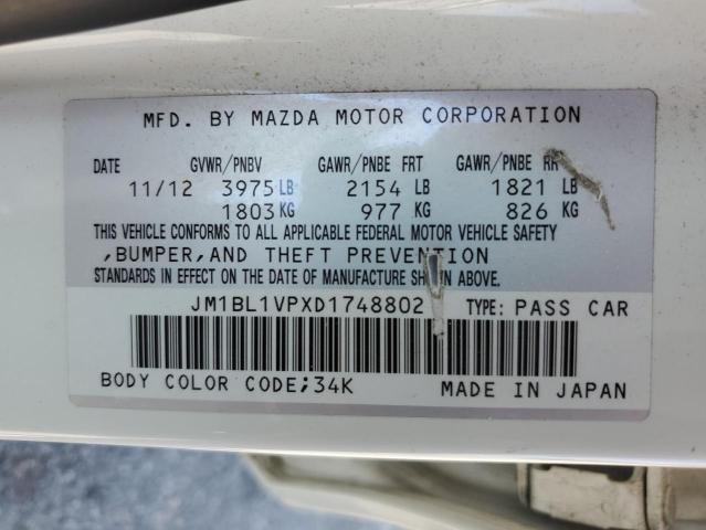 JM1BL1VPXD1748802 - 2013 MAZDA 3 I WHITE photo 12