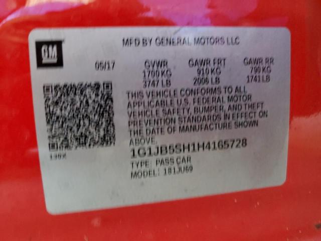 1G1JB5SH1H4165728 - 2017 CHEVROLET SONIC LS 红色 照片 12