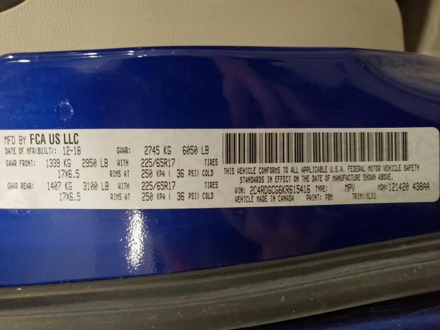 2C4RDGCG6KR615416 - 2019 DODGE GRAND CARA SXT BLUE photo 13