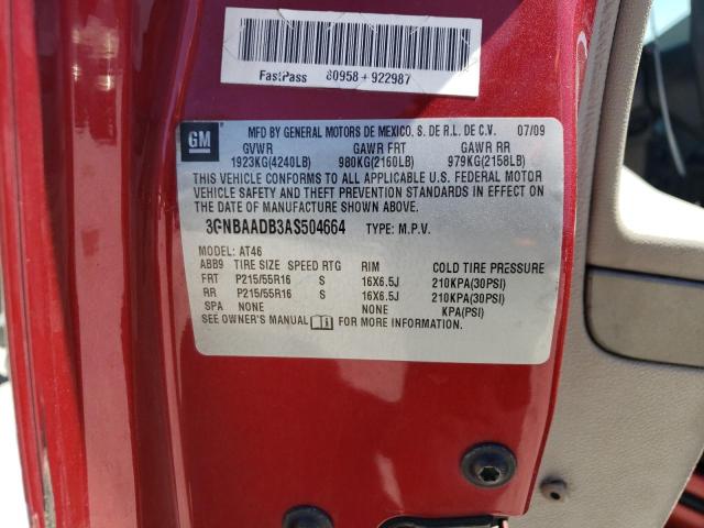 3GNBAADB3AS504664 - 2010 CHEVROLET HHR LS 勃艮第红 照片 12