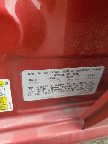 KL1TD56E49B341296 - 2009 CHEVROLET AVEO LS Qırmızı foto 12