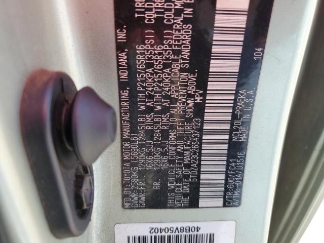 5TDZA23C26S437123 - 2006 TOYOTA SIENNA CE GREEN photo 13