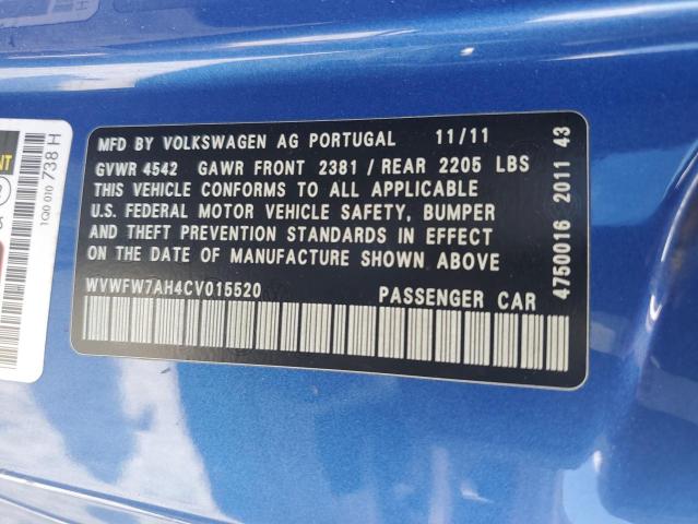 WVWFW7AH4CV015520 - 2012 VOLKSWAGEN EOS LUX 蓝色 照片 12