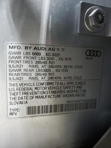 WA1VAAF71JD022039 - 2018 AUDI Q7 PRESTIGE 银色 照片 13