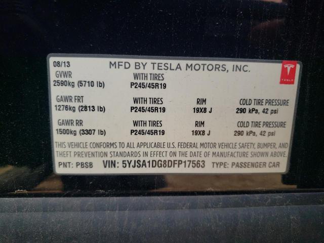 5YJSA1DG8DFP17563 - 2013 TESLA MODEL S Qara foto 13