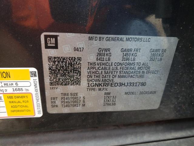 1GNKRFED3HJ331780 - 2017 CHEVROLET TRAVERSE LS GRAY photo 13