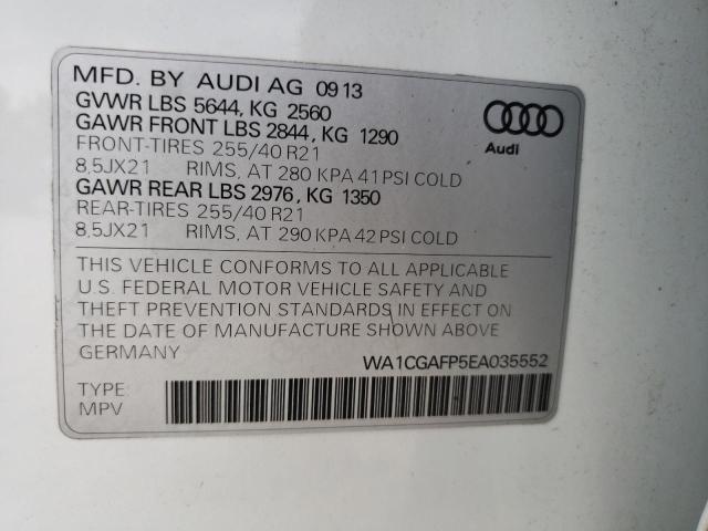 WA1CGAFP5EA035552 - 2014 AUDI SQ5 PREMIUM PLUS WHITE photo 14