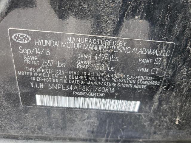 5NPE34AF8KH740814 - 2019 HYUNDAI SONATA LIMITED BLACK photo 12