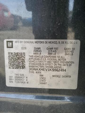 3GNAXHEV1KS562494 - 2019 CHEVROLET EQUINOX LS 灰色 照片 14