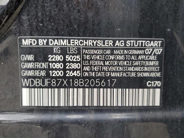 WDBUF87X18B205617 - 2008 MERCEDES-BENZ E 350 4MATIC BLACK photo 12