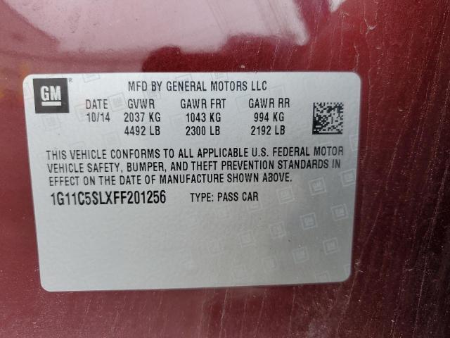 1G11C5SLXFF201256 - 2015 CHEVROLET MALIBU 1LT MAROON photo 13