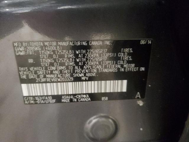 2T3RFREV6EW203329 - 2014 TOYOTA RAV4 XLE GRAY photo 13