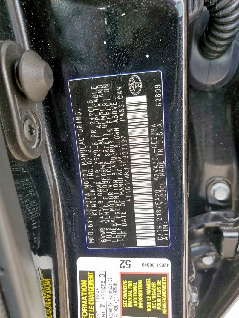 4T1G11AK1PU833497 - 2023 TOYOTA CAMRY SE NIGHT SHADE BLACK photo 12