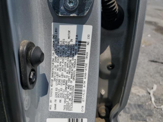 5TEJU62NX8Z551584 - 2008 TOYOTA TACOMA DOUBLE CAB PRERUNNER SILVER photo 12