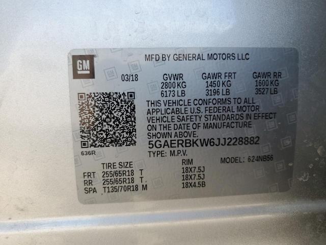 5GAERBKW6JJ228882 - 2018 BUICK ENCLAVE ESSENCE ვერცხლისფერი ფოტო 13