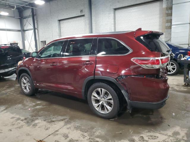 5TDJKRFH4ES007652 - 2014 TOYOTA HIGHLANDER XLE BURGUNDY photo 2