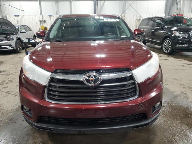 5TDJKRFH4ES007652 - 2014 TOYOTA HIGHLANDER XLE BURGUNDY photo 5