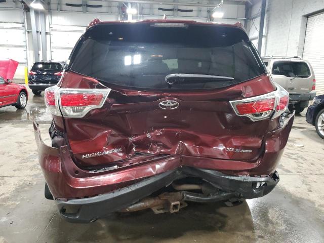 5TDJKRFH4ES007652 - 2014 TOYOTA HIGHLANDER XLE BURGUNDY photo 6