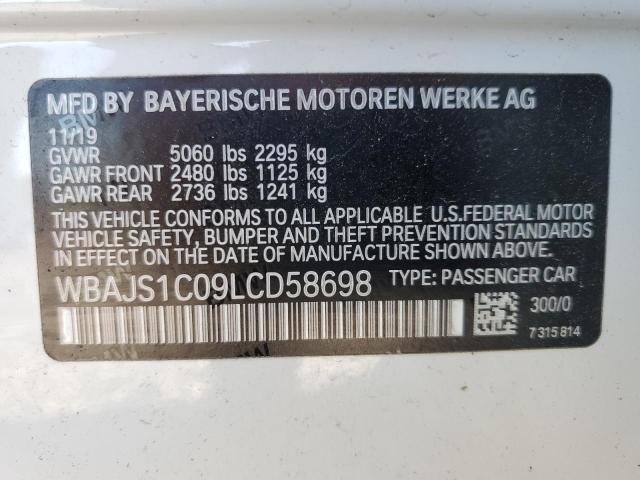 WBAJS1C09LCD58698 - 2020 BMW 540 I WHITE photo 12