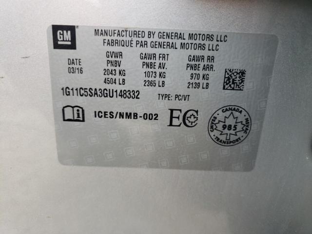 1G11C5SA3GU148332 - 2016 CHEVROLET MALIBU LIM LT 银色 照片 12