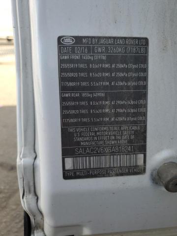 SALAC2V6XGA818241 - 2016 LAND ROVER LR4 WHITE photo 12