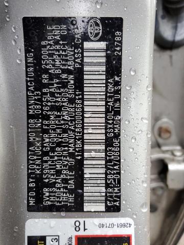 4T1BK1EB6DU066811 - 2013 TOYOTA AVALON BASE GOLD photo 12