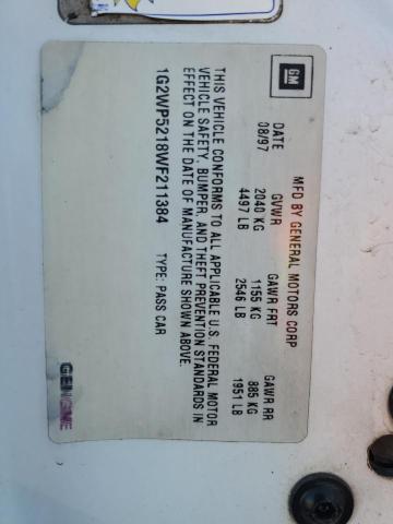 1G2WP5218WF211384 - 1998 PONTIAC GRAND PRIX GTP WHITE photo 12