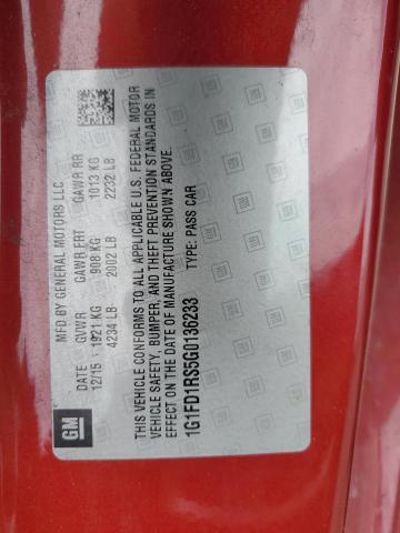 1G1FD1RS5G0136233 - 2016 CHEVROLET CAMARO LT RED photo 12