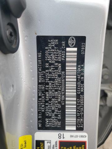 4T1BK1EB6DU061236 - 2013 TOYOTA AVALON BASE SILVER photo 12