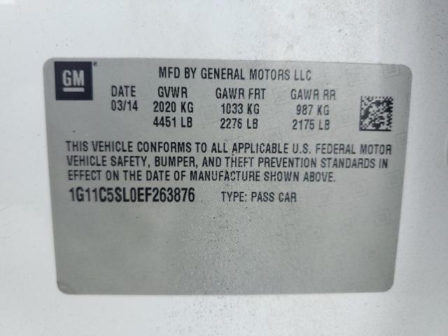 1G11C5SL0EF263876 - 2014 CHEVROLET MALIBU 1LT WHITE photo 13