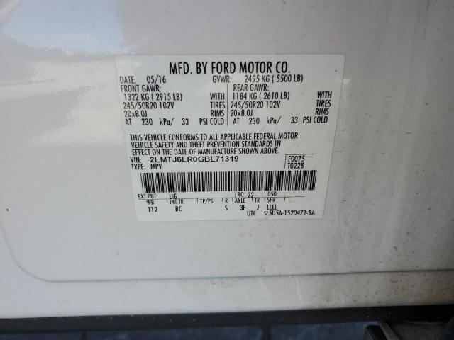 2LMTJ6LR0GBL71319 - 2016 LINCOLN MKX RESERVE WHITE photo 12