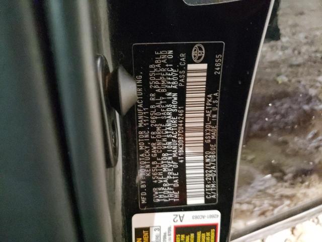 4T1BK3DB7CU442461 - 2012 TOYOTA AVALON BASE 黑色 照片 12