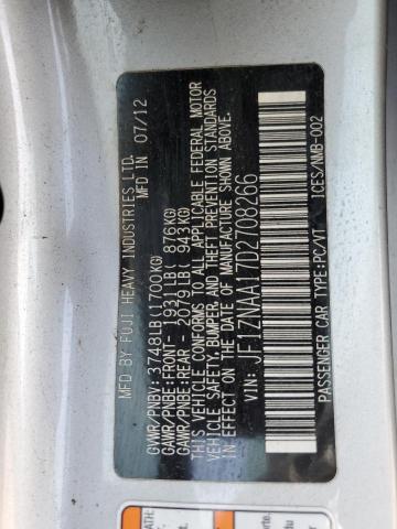 JF1ZNAA17D2708266 - 2013 TOYOTA SCION FR-S 银色 照片 12