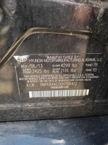 5NPEB4AC0DH706412 - 2013 HYUNDAI SONATA GLS BLACK photo 13